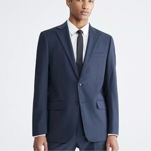 Calvin Klein Men’s Slim Fit Navy Wool Suit Jacket Blazer Sport Coat 42 Large